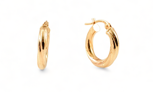 10K Yellow Gold Small Twist Hoops - Tinamel Jewellery