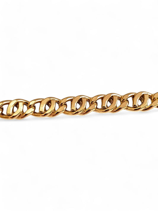 10K Yellow Gold Tiger Eye Link Chain Bracelet - Tinamel Jewellery