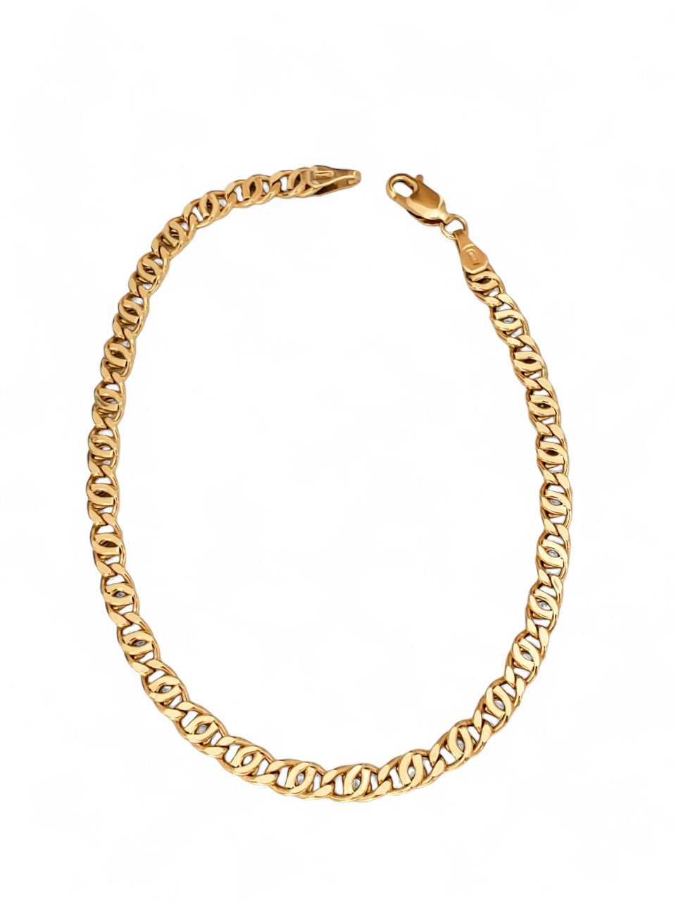 10K Yellow Gold Tiger Eye Link Chain Bracelet - Tinamel Jewellery