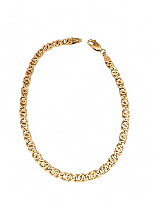 10K Yellow Gold Tiger Eye Link Chain Bracelet - Tinamel Jewellery