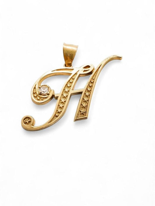 10K Yellow Gold Star Design Cubic Zirconia Initial Pendant - Tinamel Jewellery