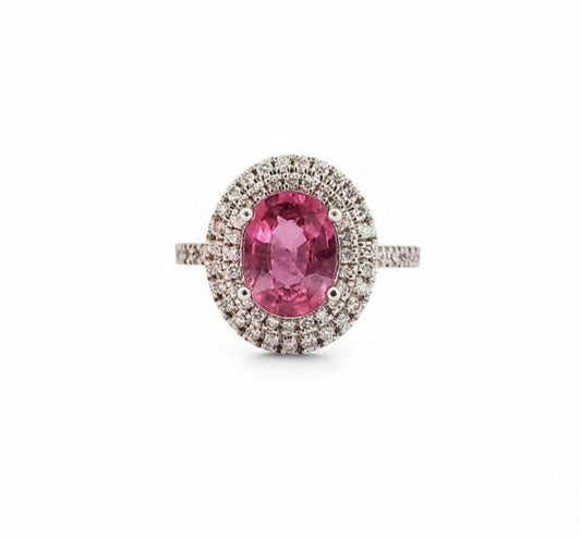 14K White Gold Pink Tourmaline Diamond Ring - Tinamel Jewellery