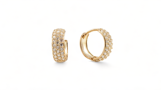 10K Yellow Gold Cubic Zirconia Hoops - Tinamel Jewellery