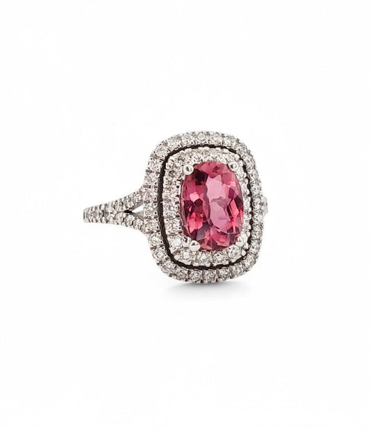 14K White Gold Pink Amethyst and Diamond Ring - Tinamel Jewellery