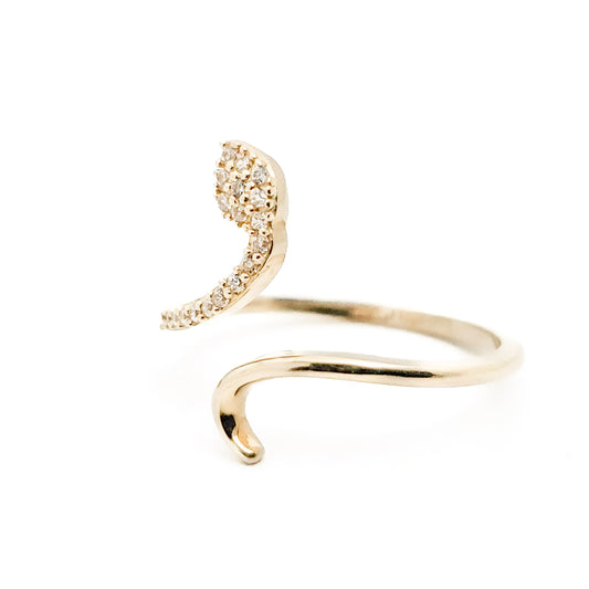 10k Yellow Gold and Cubic Zirconia Snake Ring - Tinamel Jewellery