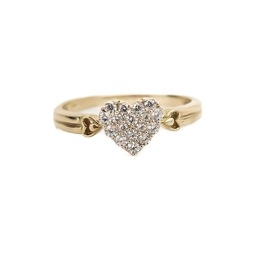 10k Yellow Gold and Cubic Zirconia Heart Ring - Tinamel Jewellery