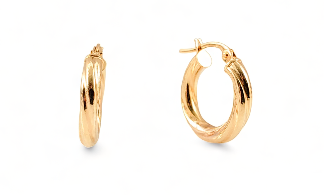 10K Yellow Gold Small Twist Hoops - Tinamel Jewellery