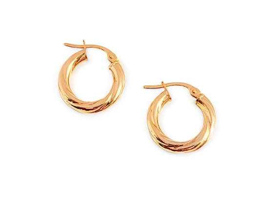 10K Yellow Gold Small Twist Hoops - Tinamel Jewellery