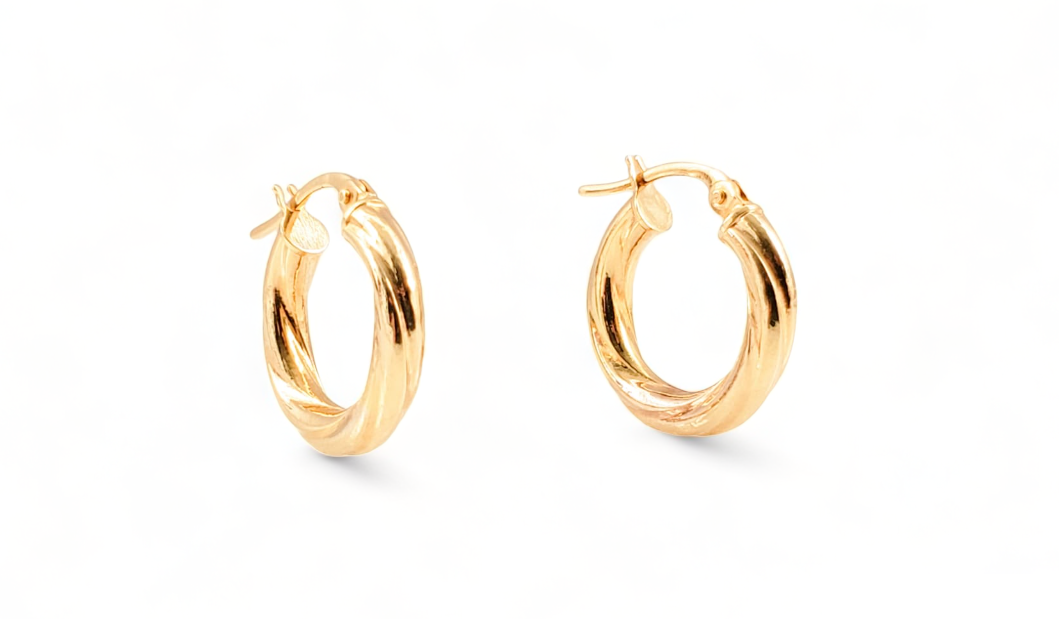 10K Yellow Gold Small Twist Hoops - Tinamel Jewellery