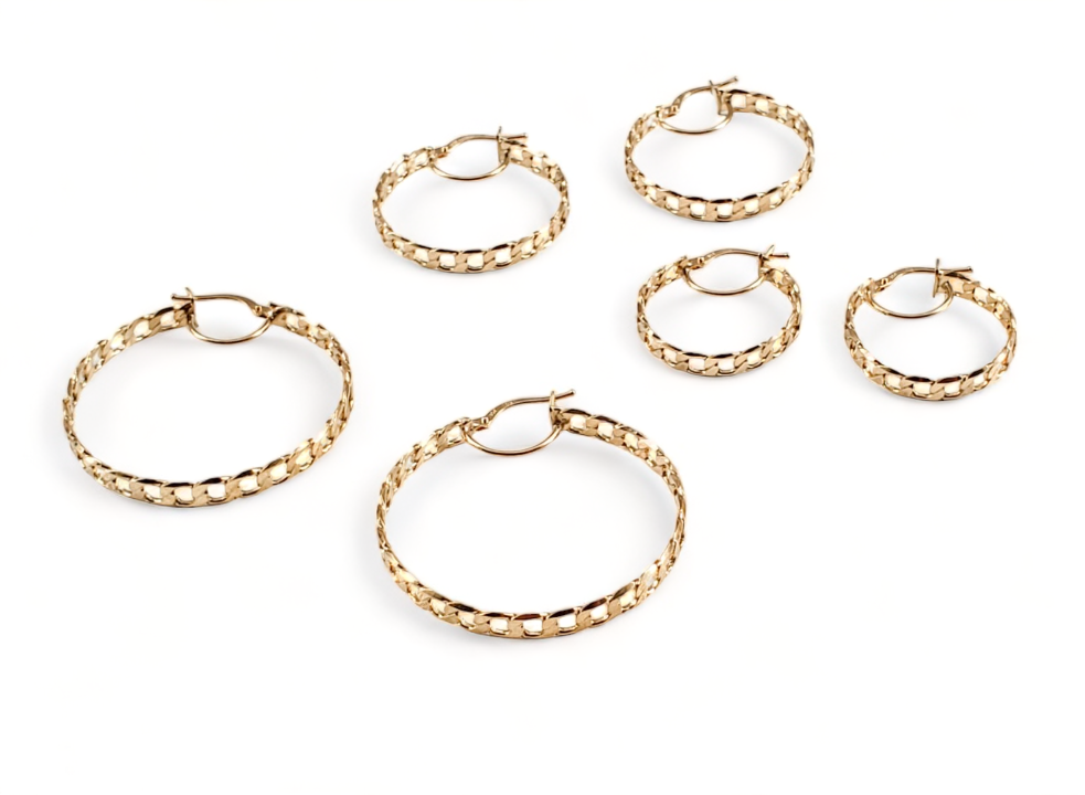 10K Yellow Gold Curb Hoops - Tinamel Jewellery