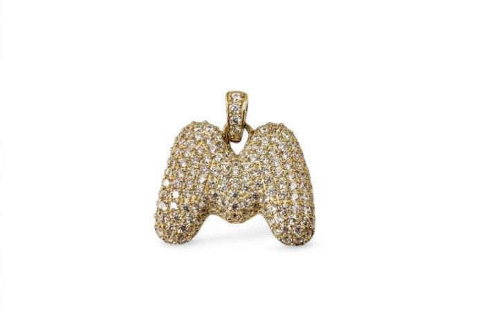 10K Yellow Gold Cubic Zirconia Bubble Initial Letter Pendant - Tinamel Jewellery