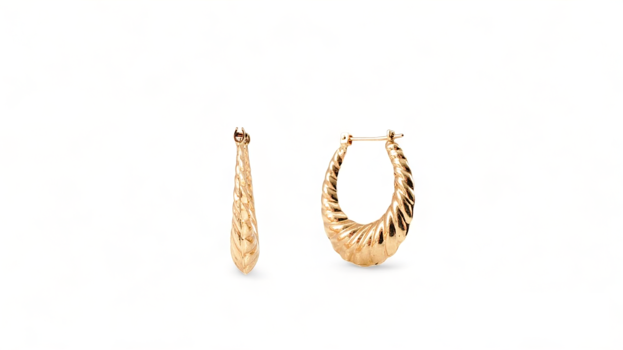 10K Yellow Gold Shrimp Hoops - Tinamel Jewellery