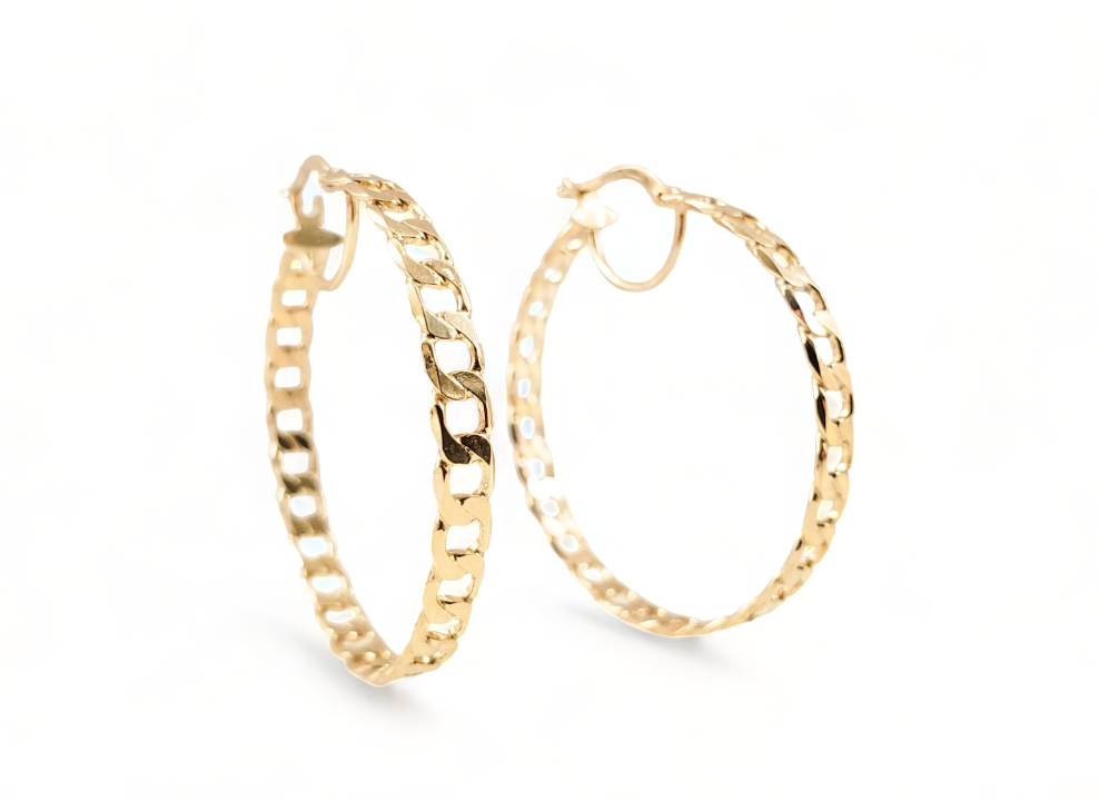 10K Yellow Gold Curb Hoops - Tinamel Jewellery