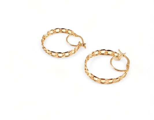 10K Yellow Gold Curb Hoops - Tinamel Jewellery