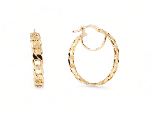 10K Yellow Gold Curb Hoops - Tinamel Jewellery