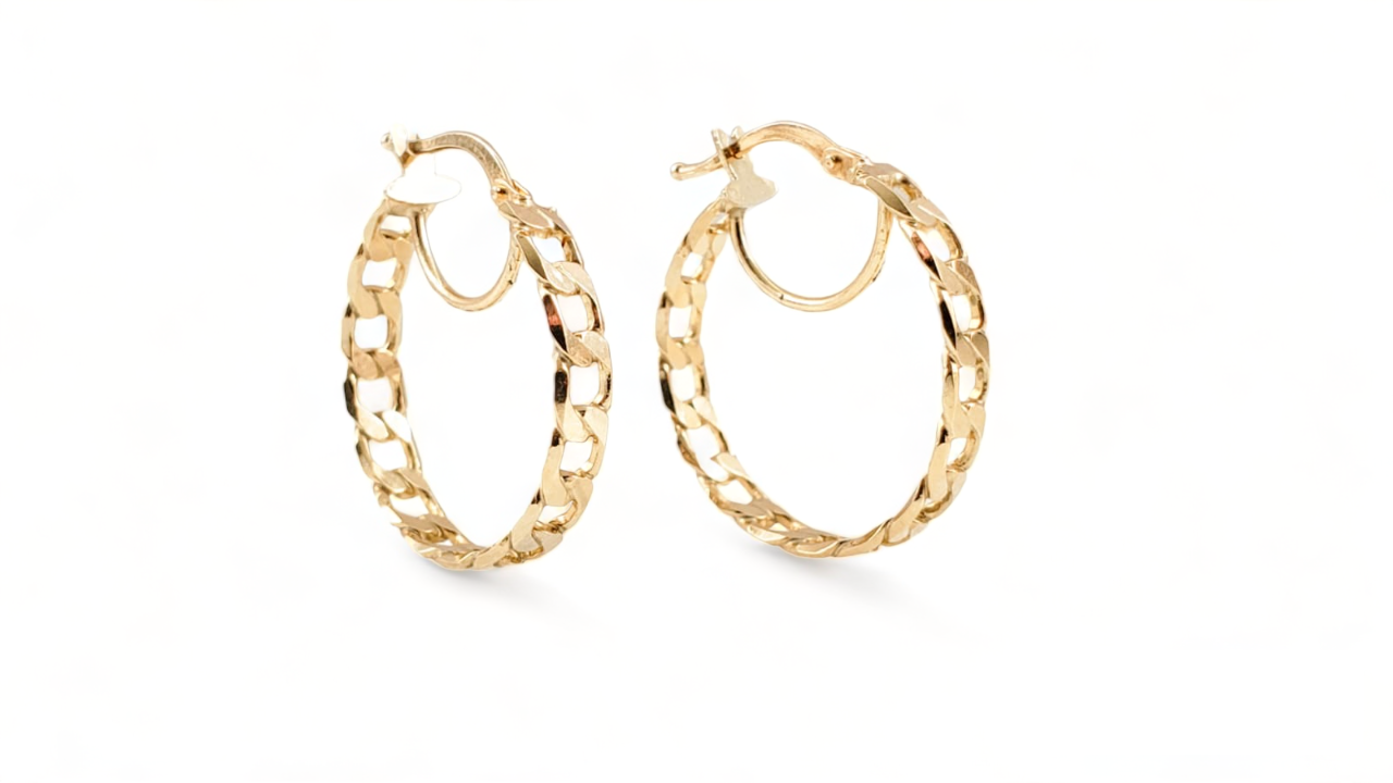 10K Yellow Gold Curb Hoops - Tinamel Jewellery