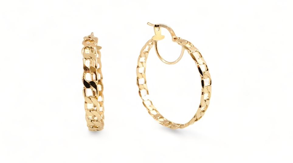 10K Yellow Gold Curb Hoops - Tinamel Jewellery