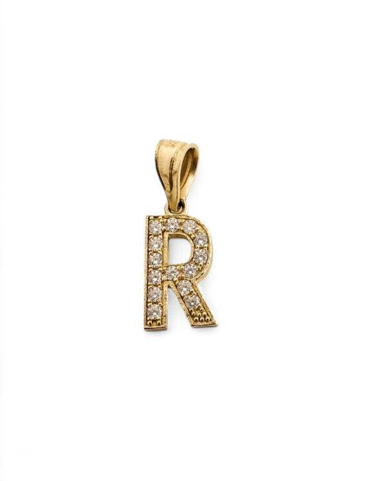 10K Yellow Gold Cubic Zirconia Mini Initial Letter Pendant - Tinamel Jewellery