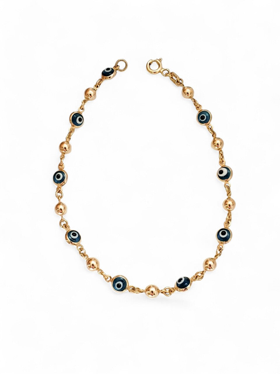 10K Yellow Gold Beaded Evil Eye Bracelet - Tinamel Jewellery