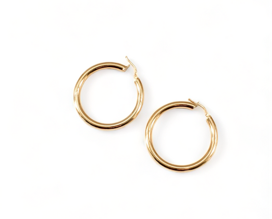 10K Yellow Gold Hoops - Tinamel Jewellery