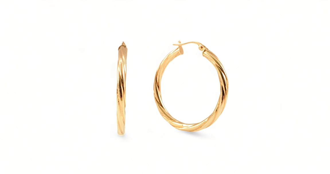 10K Yellow Gold Twist Hoops - Tinamel Jewellery