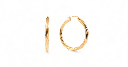 10K Yellow Gold Twist Hoops - Tinamel Jewellery