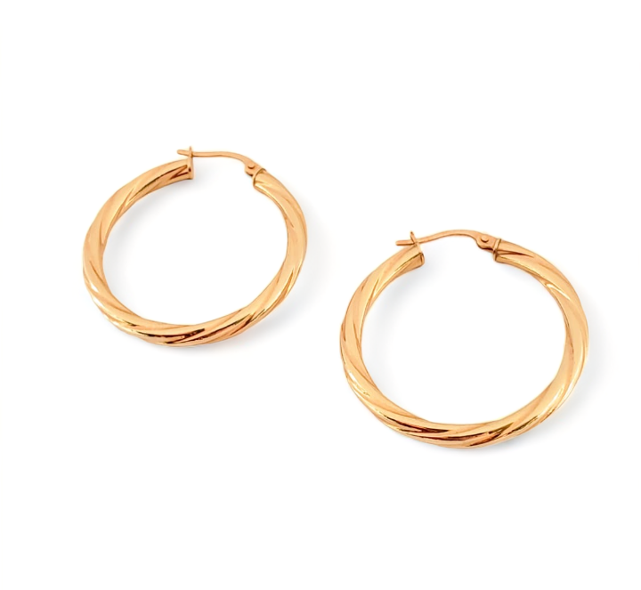 10K Yellow Gold Twist Hoops - Tinamel Jewellery