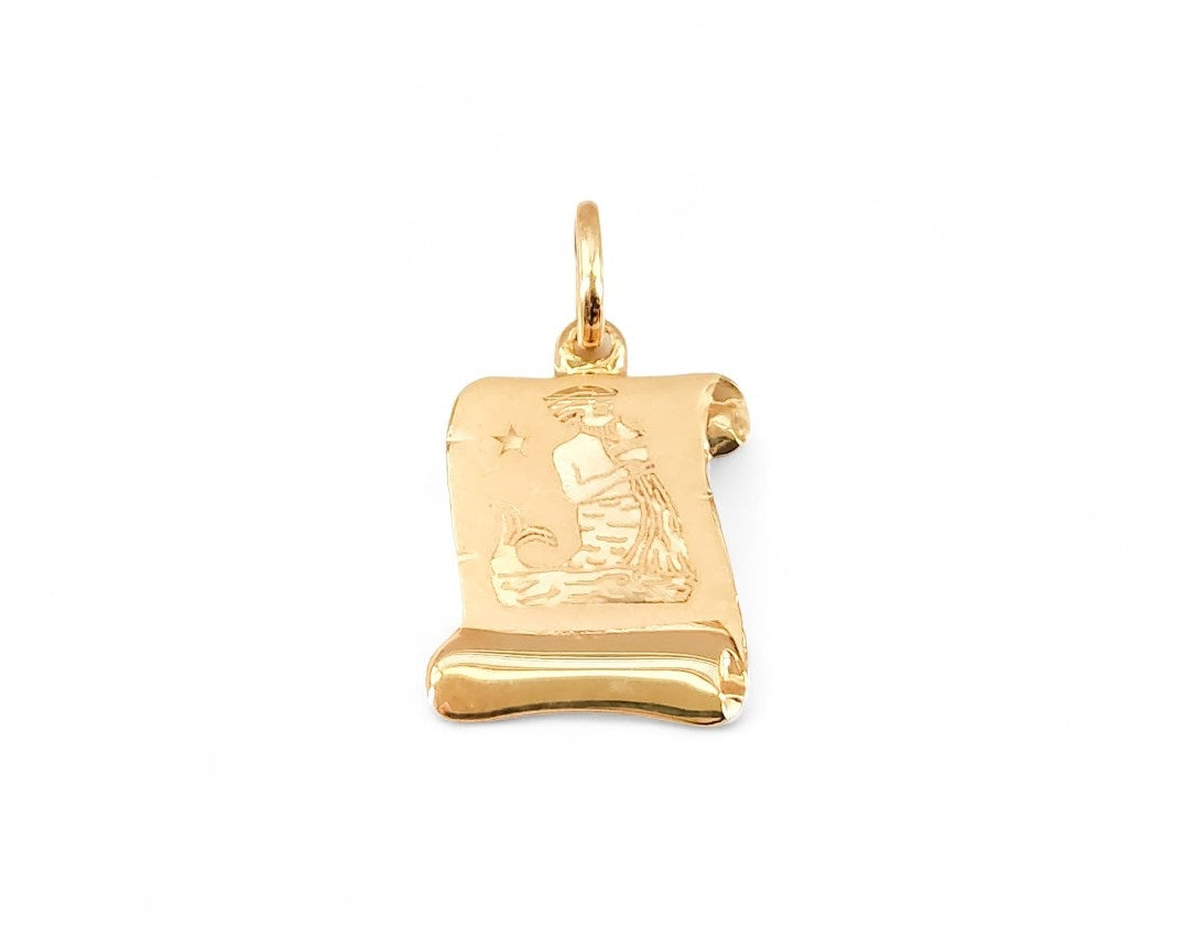 10k Yellow Gold Aquarius Zodiac Pendant - Tinamel Jewellery