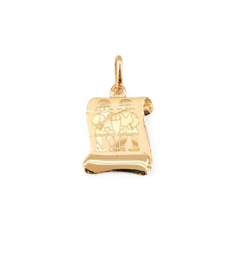 10k Yellow Gold Gemini Zodiac Pendant - Tinamel Jewellery