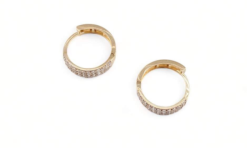 10K Yellow Gold Cubic Zirconia Pave Hoops - Tinamel Jewellery