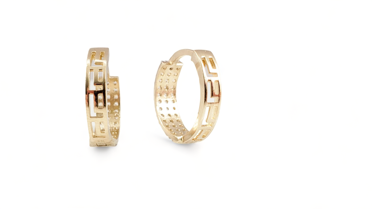 10K Yellow Gold Cubic Zirconia Pave Hoops - Tinamel Jewellery