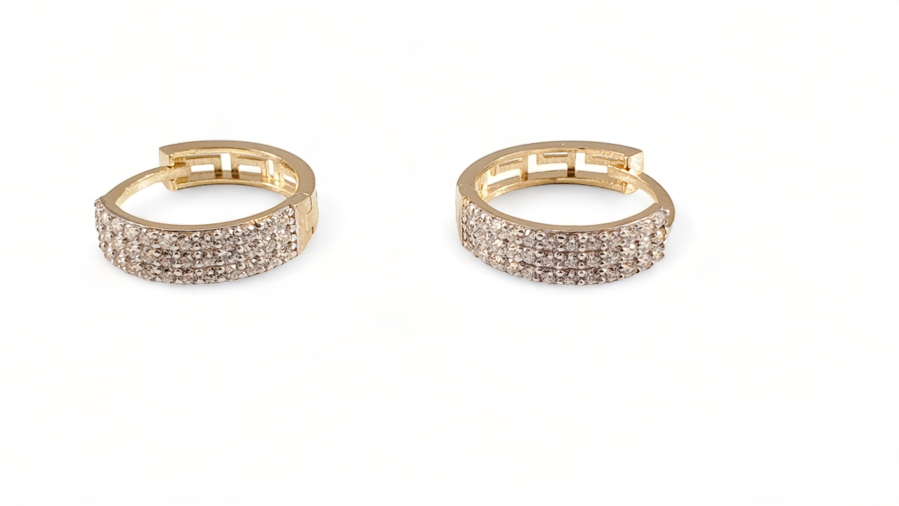 10K Yellow Gold Cubic Zirconia Pave Hoops - Tinamel Jewellery