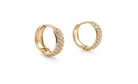 10K Yellow Gold Cubic Zirconia Hoops - Tinamel Jewellery