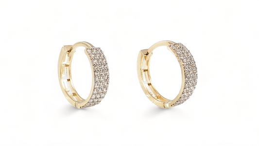 10K Yellow Gold Cubic Zirconia Pave Hoops - Tinamel Jewellery