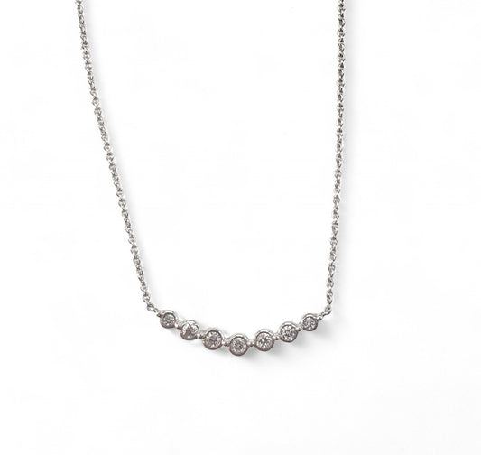 10K White Gold Round Diamond Bar Necklace - Tinamel Jewellery