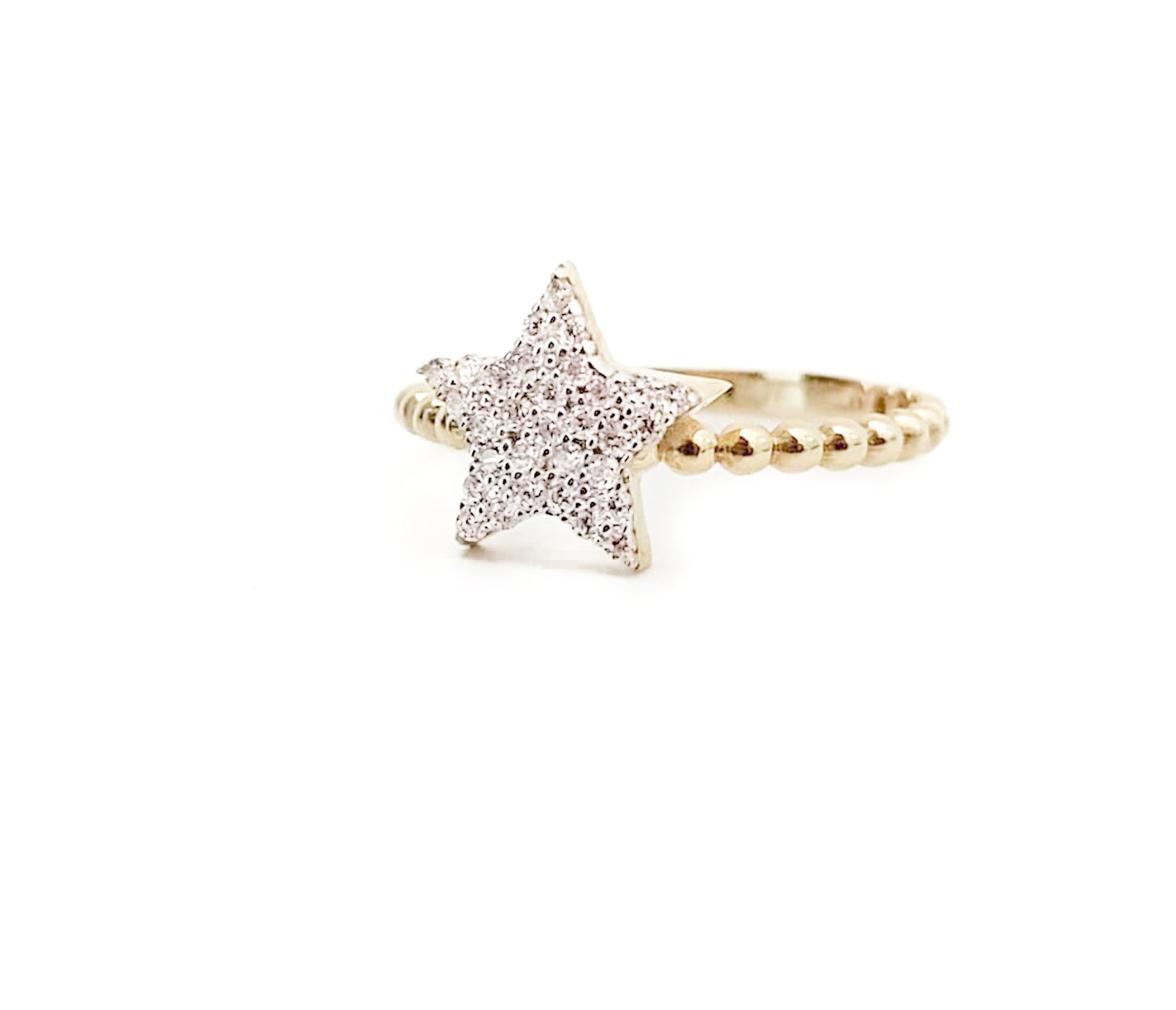 10K Yellow Gold and Cubic Zirconia Star Ring - Luxurious and Bold Jewelry