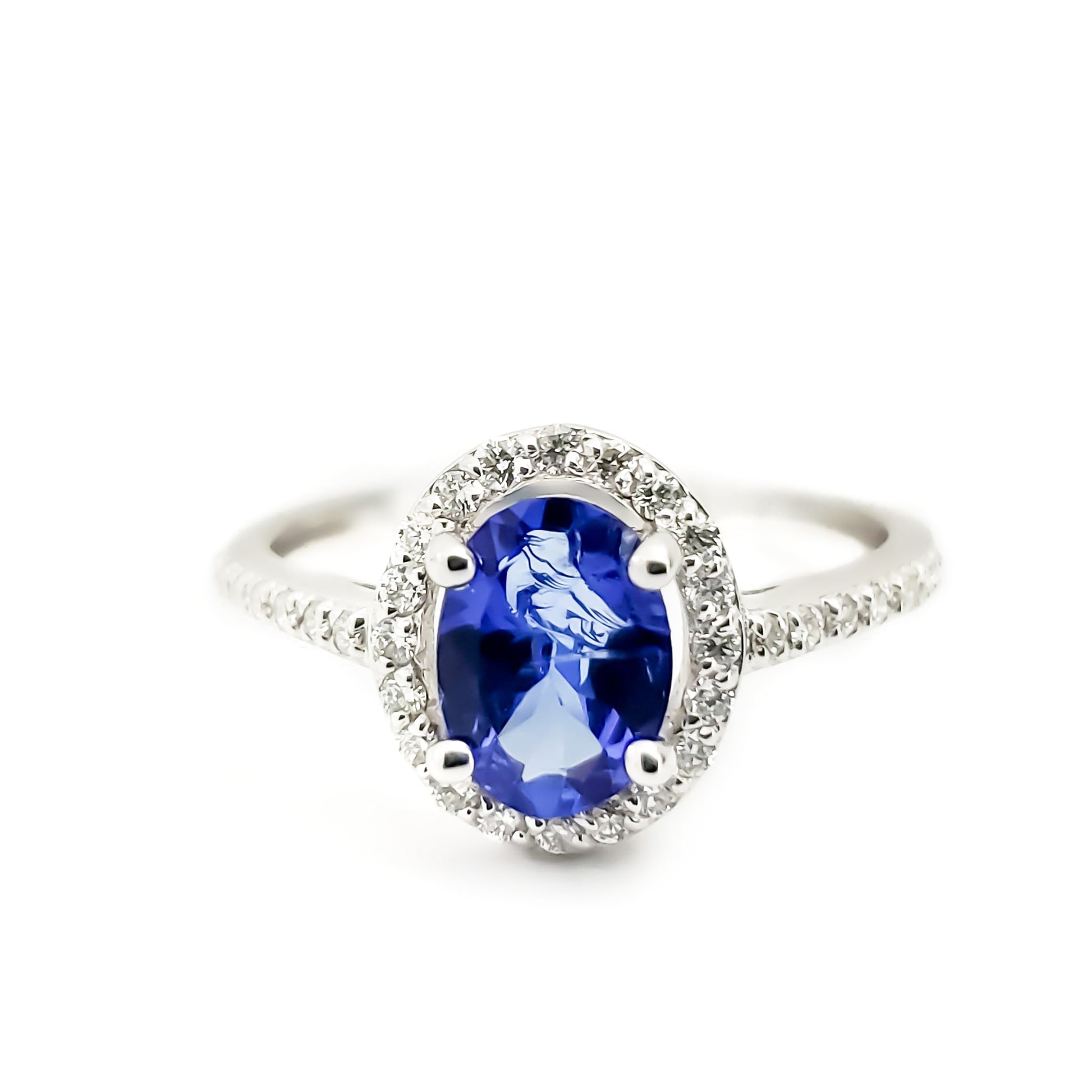 14k Gold Oval Shaped Tanzanite and Diamond Ring - Tinamel Jewellery