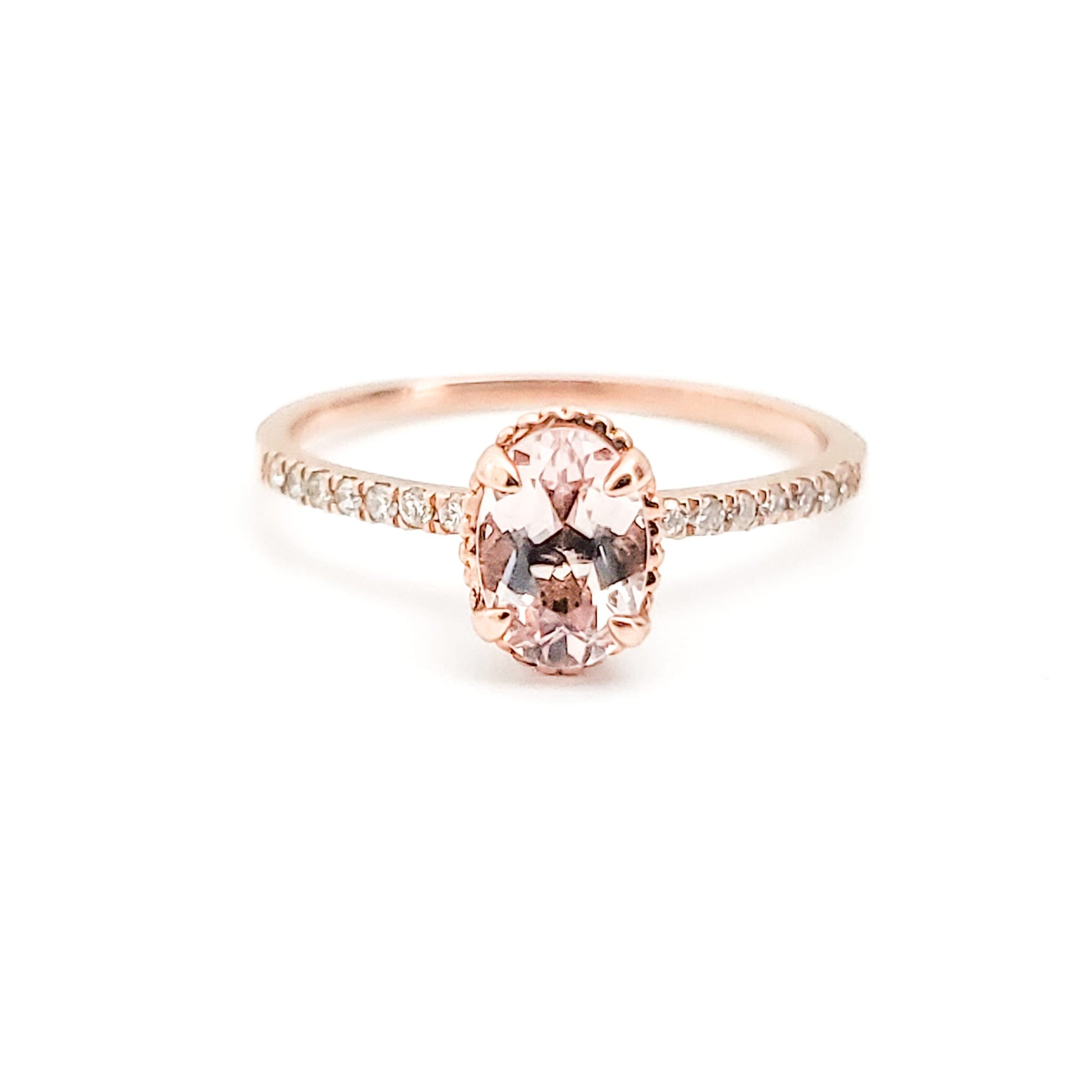 Rosegold Morganite Diamond Engagement Ring - Tinamel Jewellery