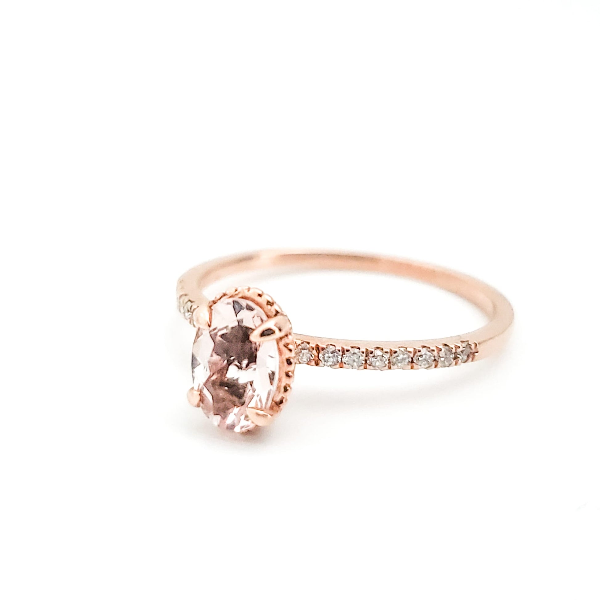 Rosegold Morganite Diamond Engagement Ring - Tinamel Jewellery