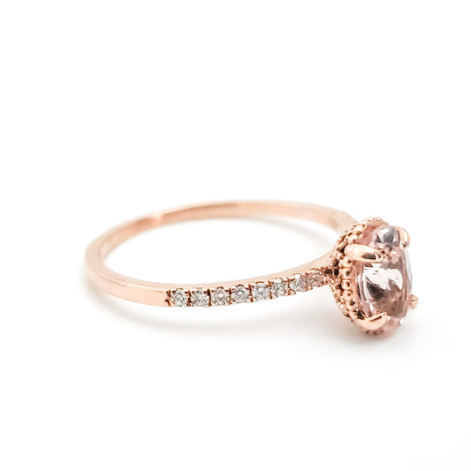 Rosegold Morganite Diamond Engagement Ring - Tinamel Jewellery