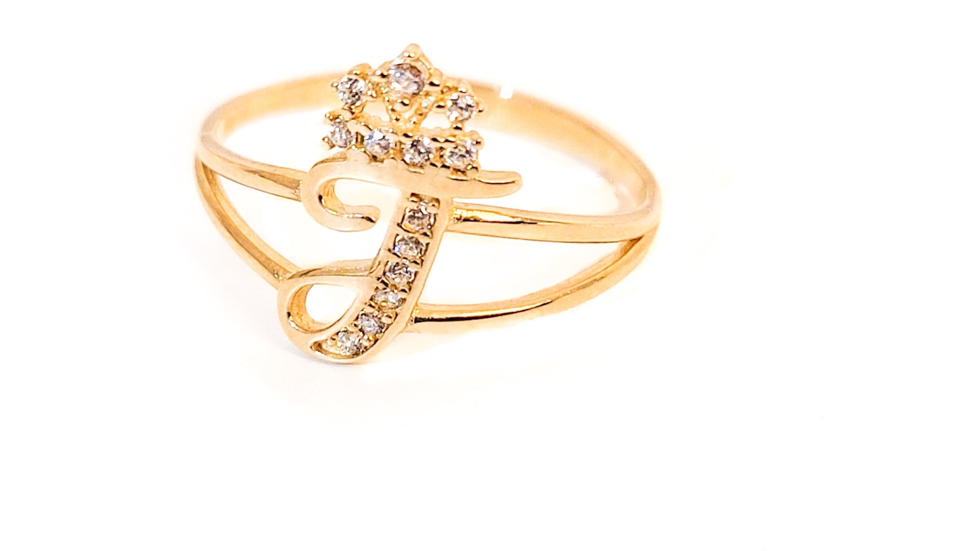 10K Yellow Gold and Cubic Zirconia Initial Ring - Tinamel Jewellery