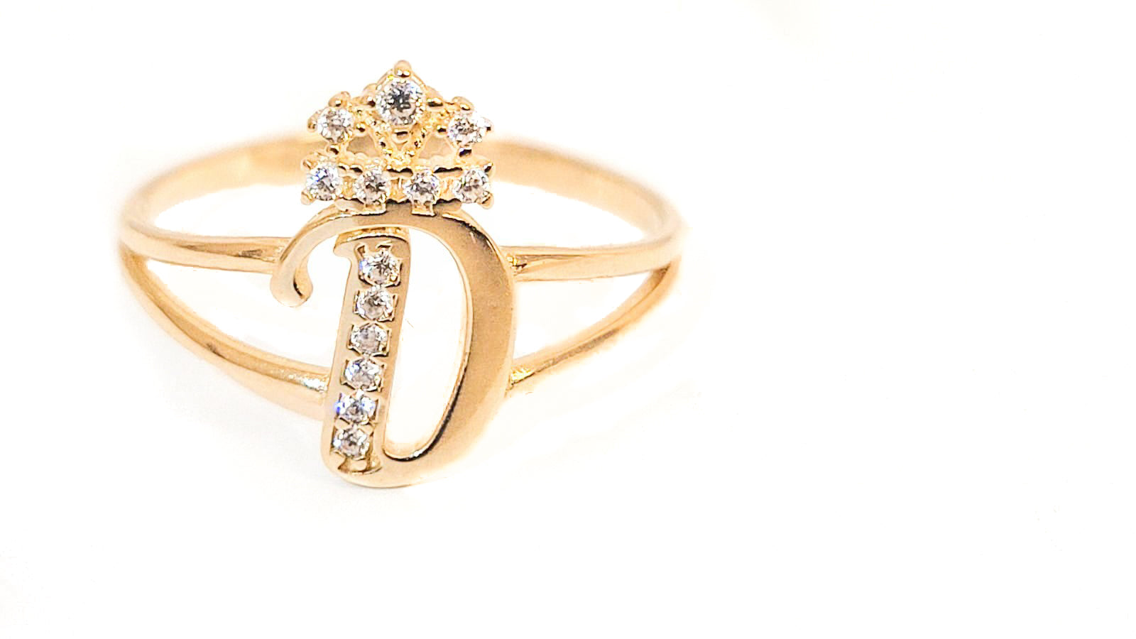 10K Yellow Gold and Cubic Zirconia Initial Ring - Tinamel Jewellery