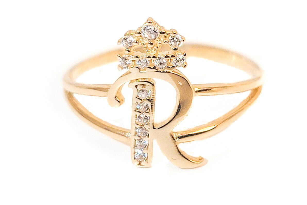 10K Yellow Gold and Cubic Zirconia Initial Ring - Tinamel Jewellery