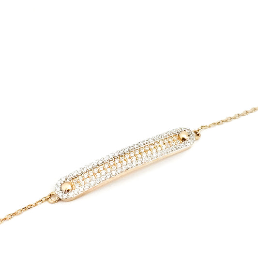 10K Two-Tone Yellow and White Gold Cubic Zirconia Pavé ID Bracelet - Tinamel Jewellery