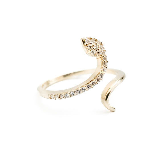 10k Yellow Gold and Cubic Zirconia Snake Ring - Tinamel Jewellery