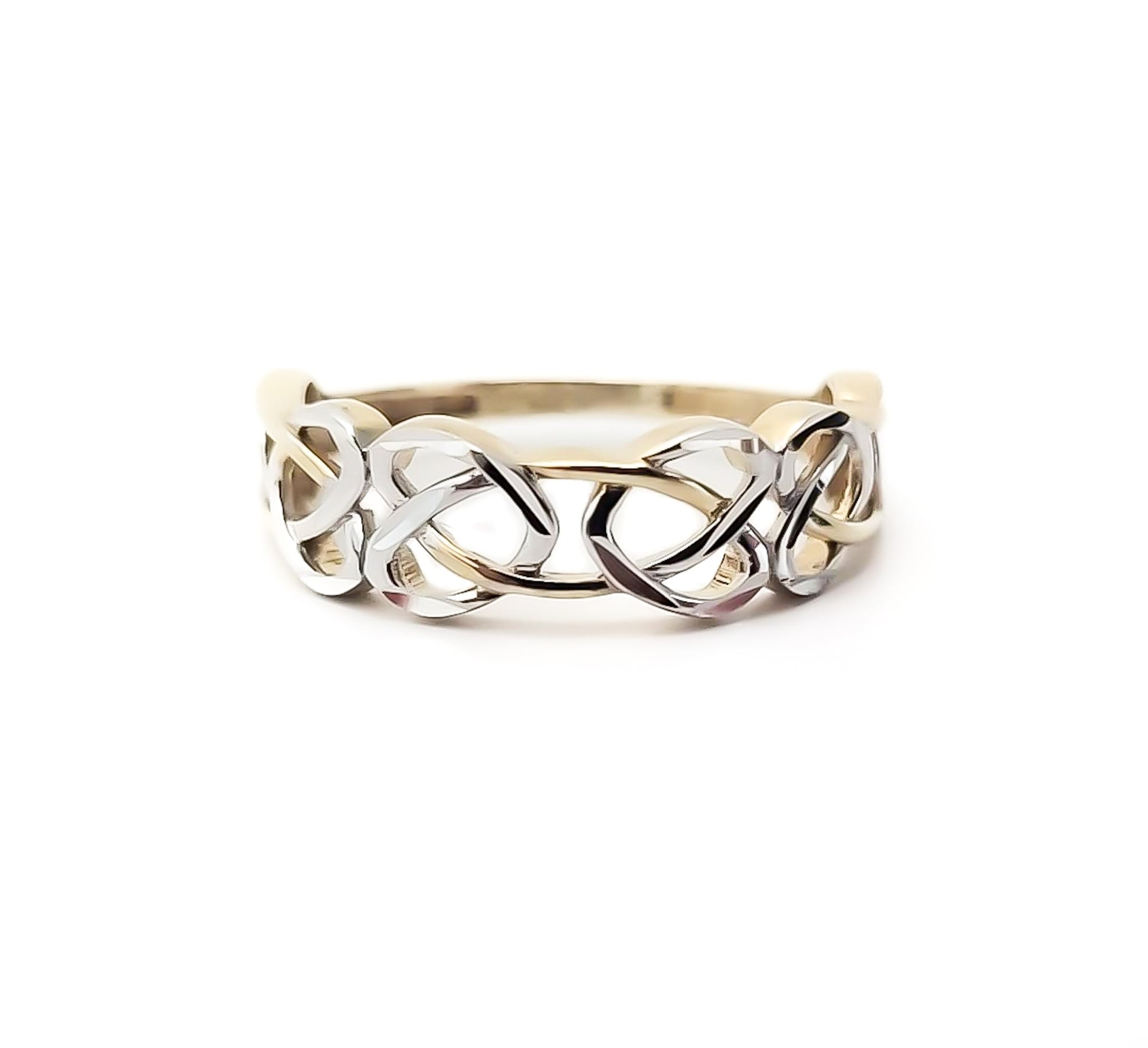 10k Yellow Gold and White Gold Intertwined Hearts Ring - Tinamel Jewellery