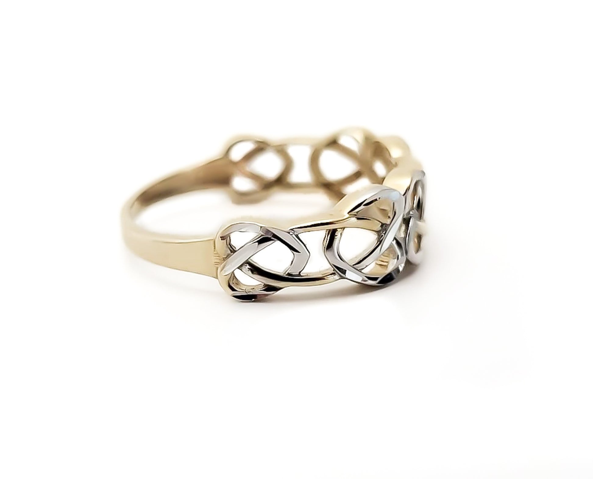 10k Yellow Gold and White Gold Intertwined Hearts Ring - Tinamel Jewellery