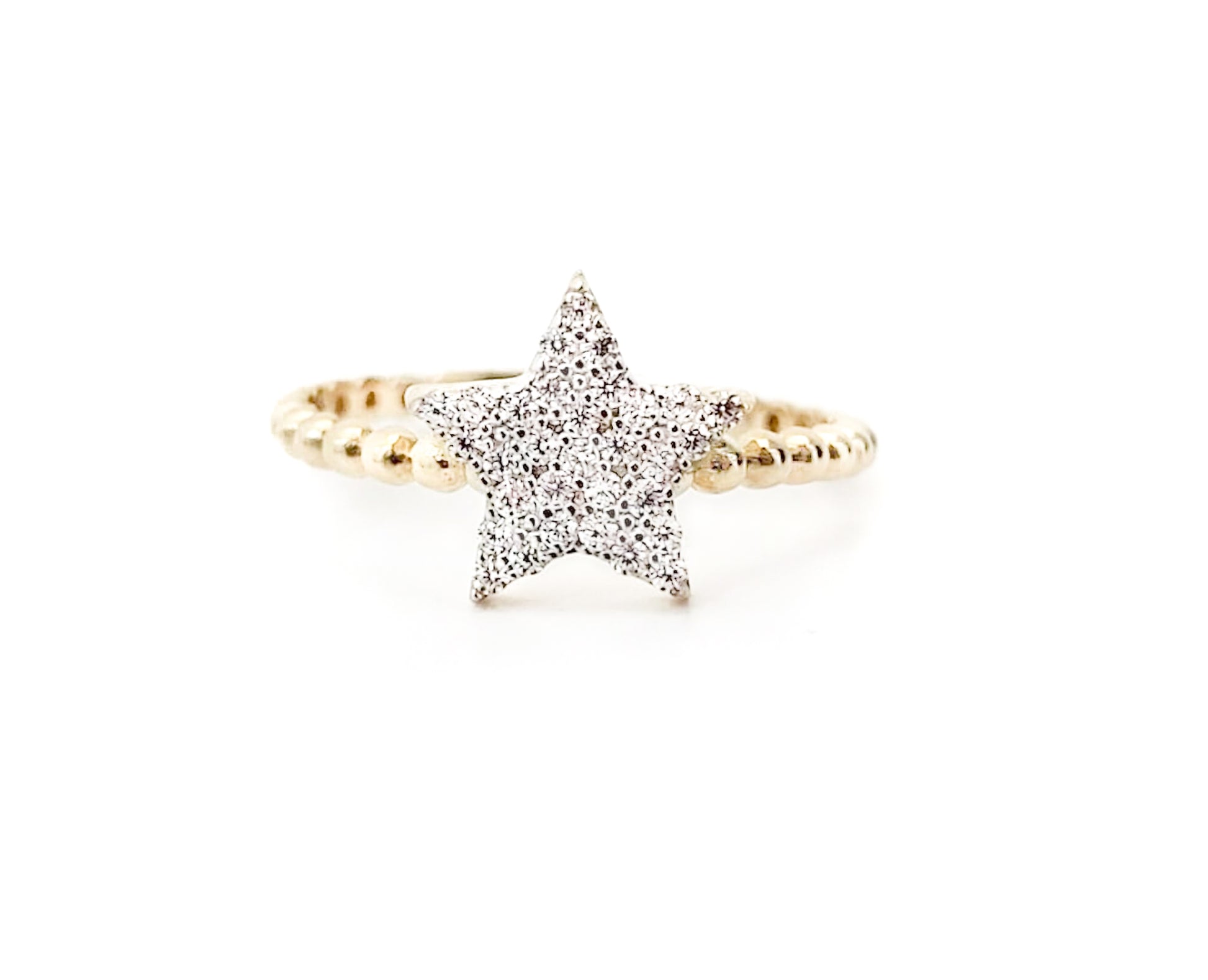 10K Yellow Gold and Cubic Zirconia Star Ring - Luxurious and Bold Jewelry