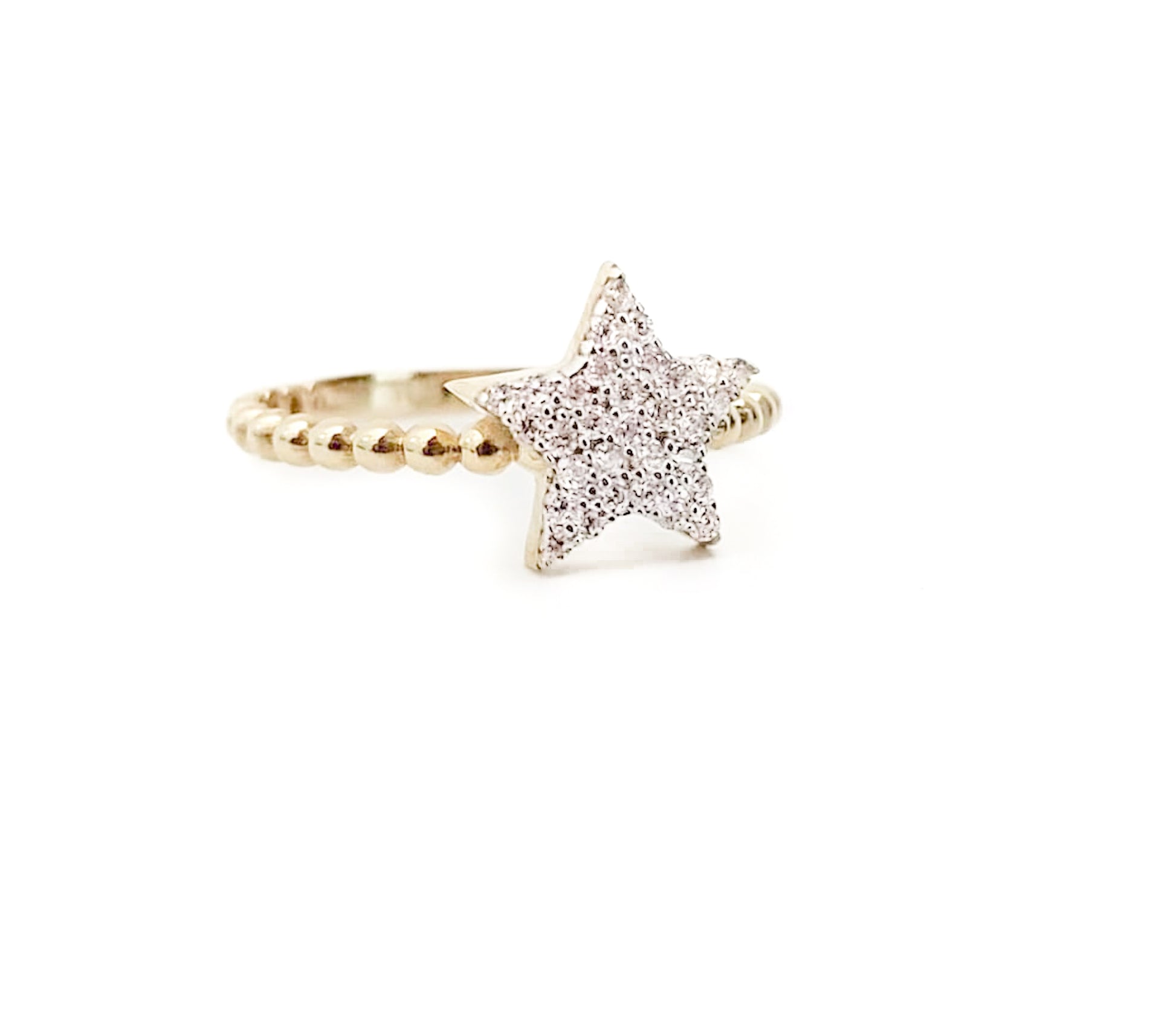 10K Yellow Gold and Cubic Zirconia Star Ring - Luxurious and Bold Jewelry