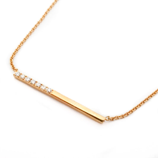 10K Yellow Gold and Diamond Bar Necklace - Tinamel Jewellery